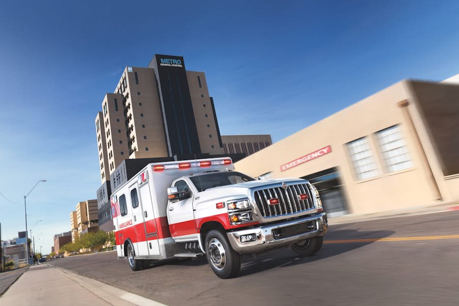 A ambulance on the road