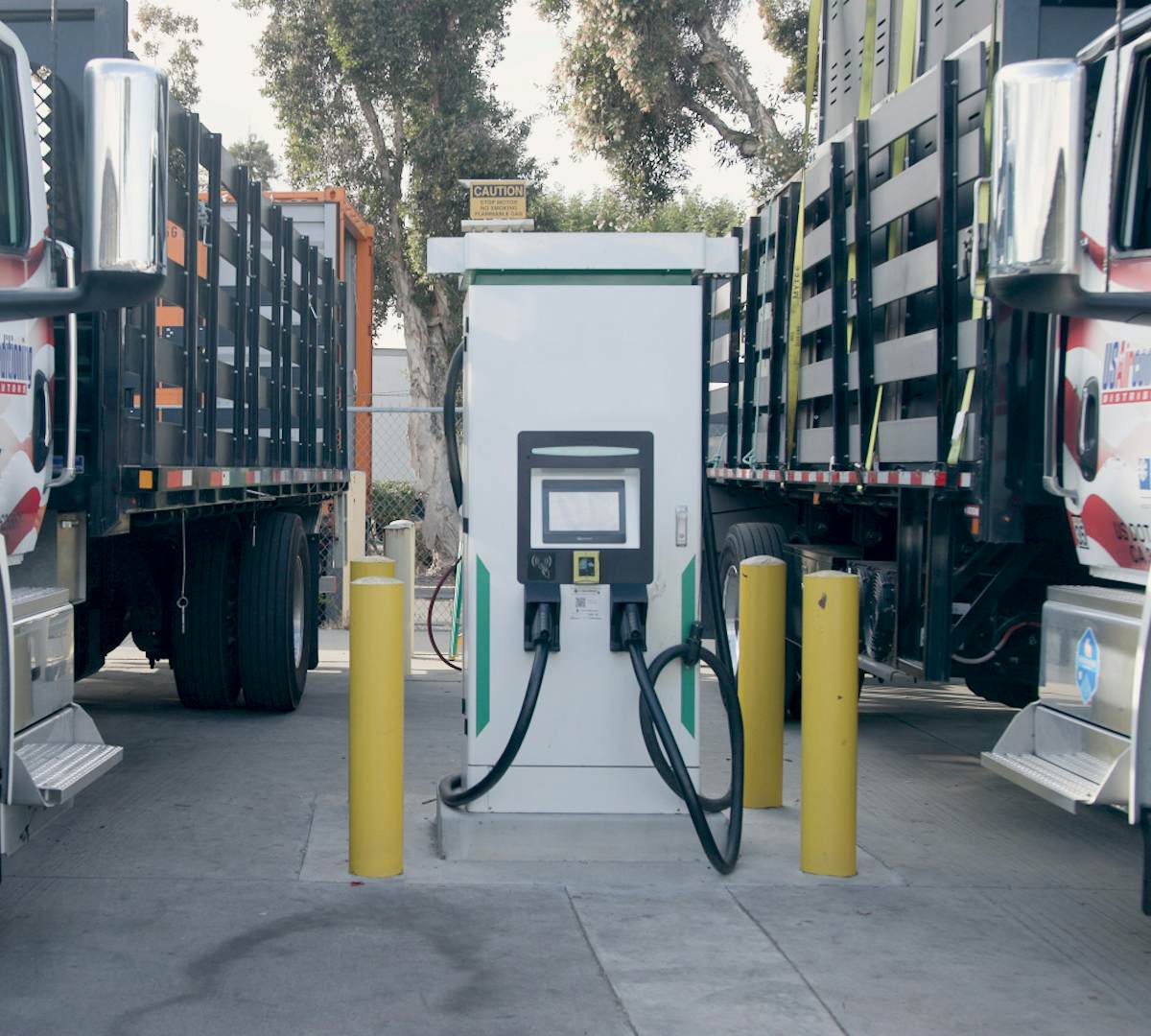 A front facing view of two trucks next to each other